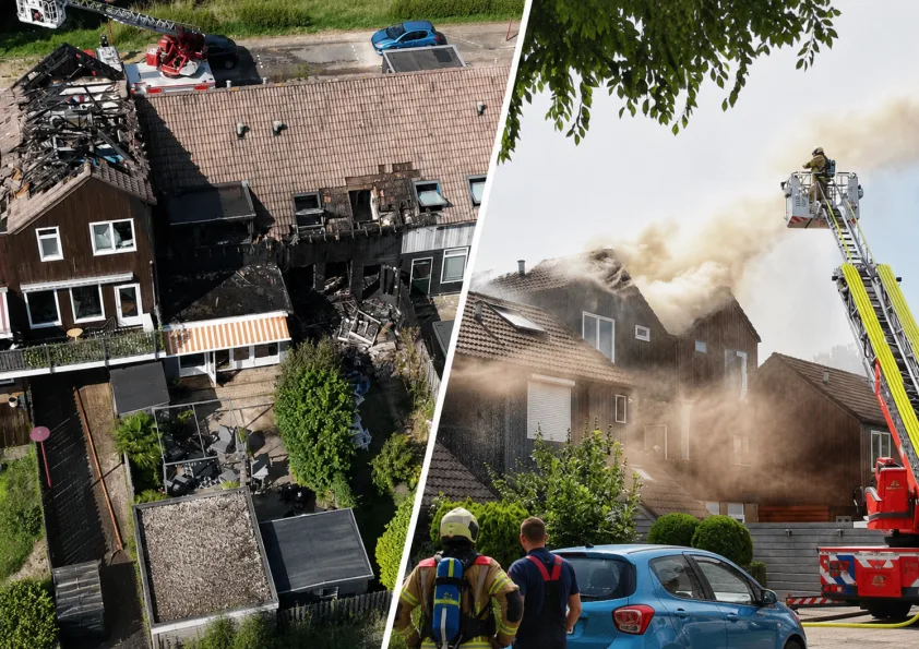 Zeer grote brand treft drie woningen aan Matkopsingel, vierde woning bedreigd